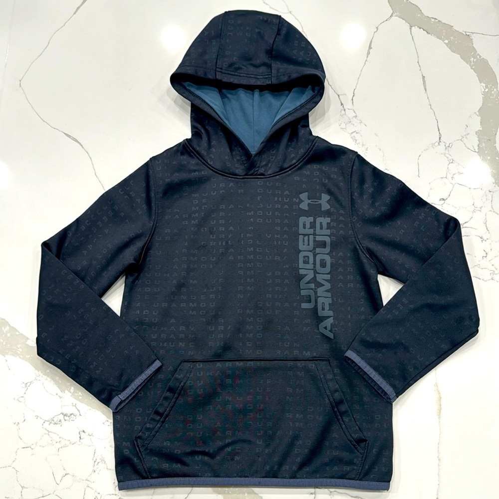 Youth boys black Under Armour Hooded Sweatshirt size YSM